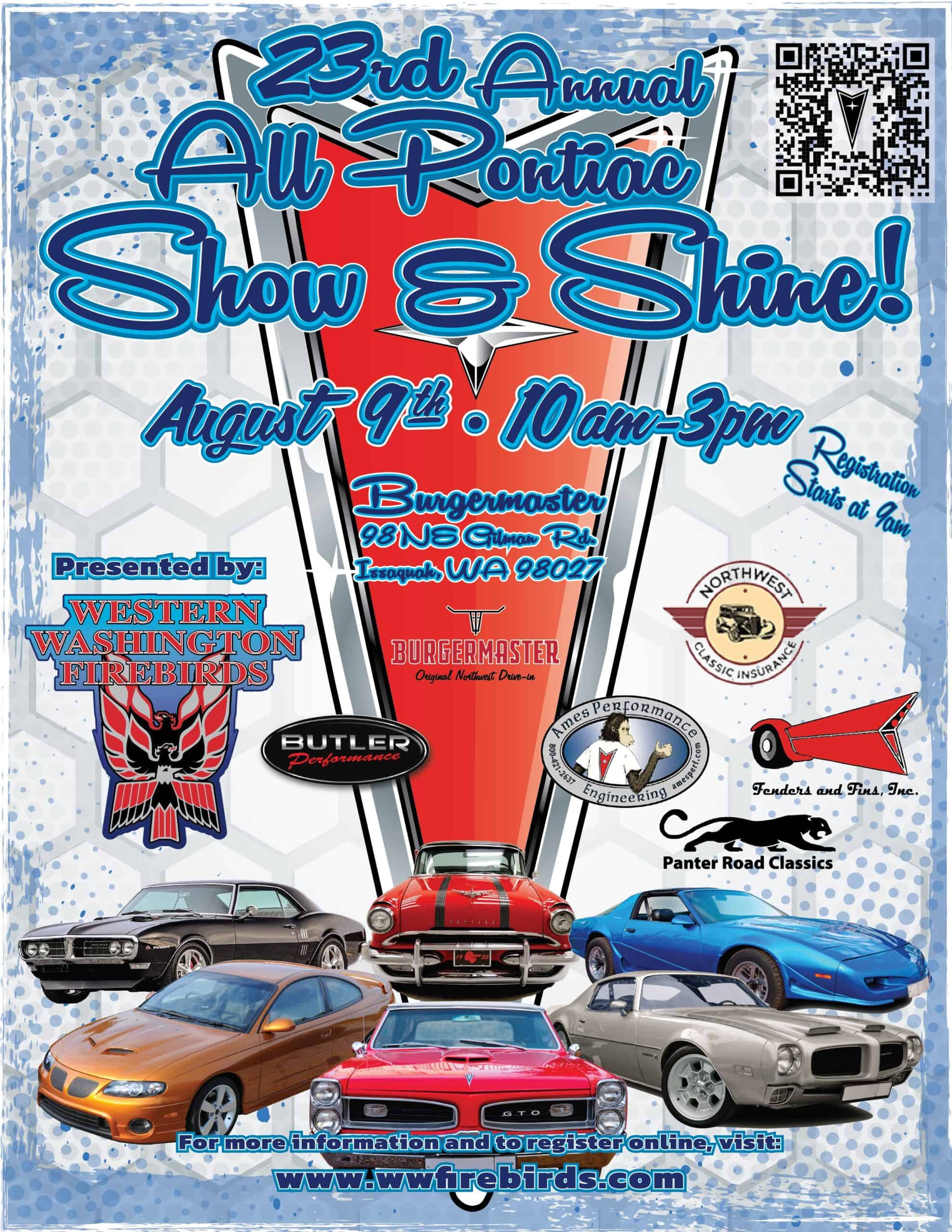 WWF All Pontiac Show final 2026 Western Washington Firebirds 2025 All Pontiac Show flyer